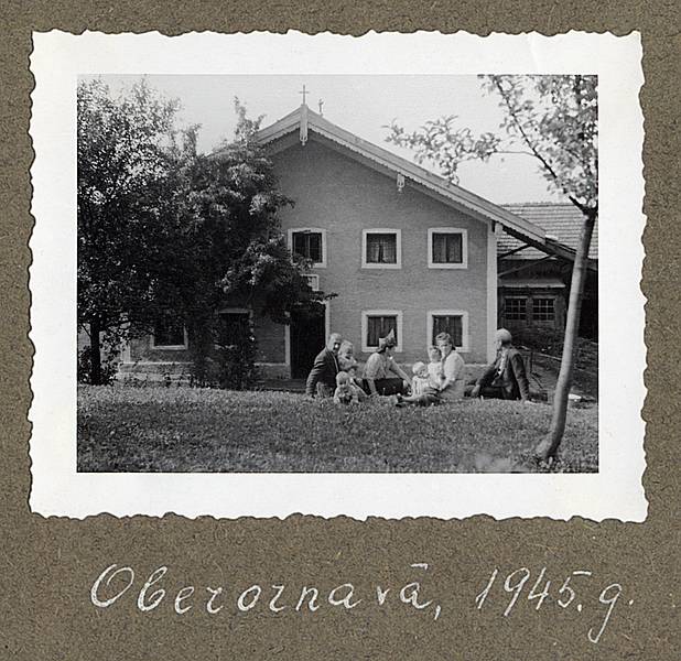 1945 - Oberornau, Bavaria, Germany.<br />Karlis, Egils, Baiba, Hilda, Arnis, Elga, Erna, and ?.<br />This was the farmhouse the four of us (Karlis, Hilda, Egils, and Baiba) lived in.