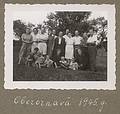 1945 - Oberornau, Bavaria, Germany.<br />Back: ?, ?, Dr. Dargevics (sp), ?, ?, Karlis, ?, Hilda, ?, ?, ?<br />Front: Erna?, Baiba, Egils, ?, Arnis, Elga, grandmother Alvine (sp).