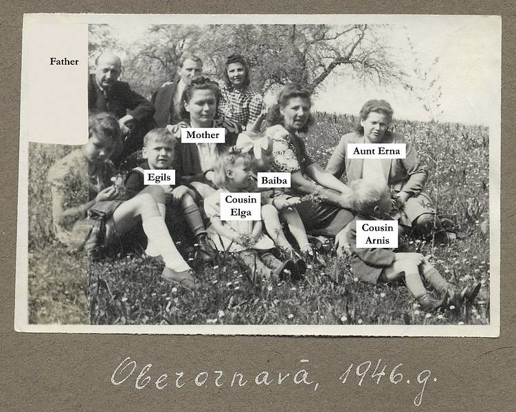 1946 - Oberornau, Germany.<br />Karlis, ?, Egils, ?, Hilda, ?, Baiba, ?, Erna, Arnis.