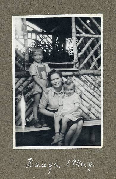 1946 - Haag, Bavaria, Germany.<br />Egils, Hilda, Baiba.