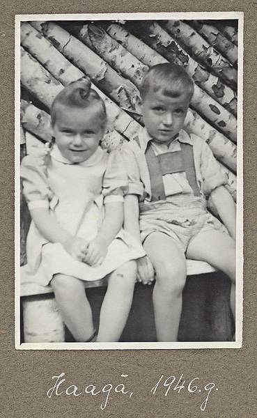 1946 - Haag, Bavaria, Germany.<br />Baiba and Egils.