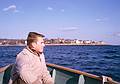 Nov 1962 - Manchester by the Sea.<br />Uldis in boat with Magnolia in background.
