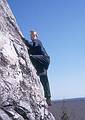 March 1963 - Near Tufts University, Medford, MA.<br />Prof. Woodrow Wilson Sayre showing off his rock climbing skills.