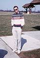 April 1963 - Along I-94, Michigan.<br />Chicago to Tufts University trip.<br />Frank Kutyna at a rest area.
