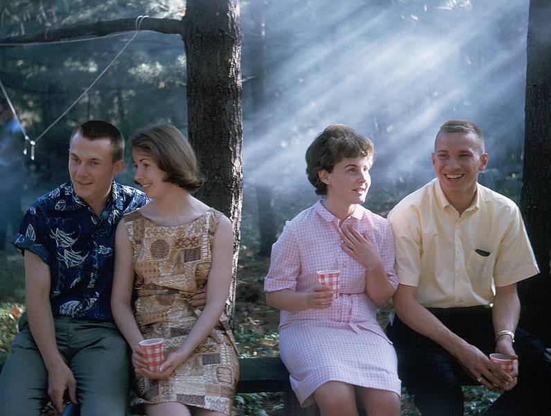 June 1963 - At Prof. Hammond's home near Tufts University, Medford, MA.<br />Peter and Mary, Benny and girlfriend.