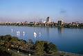 Oct 1963 - Cambridge, MA.<br />Charles River and Boston skyline from atop the Graduate House at MIT.