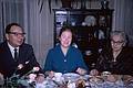 Feb 1964 - At Erik and Velta's in Jamaica Plain, Boston, MA.<br />Pastor Ruperts and his mother surrounding Mirdza (who is Ernest's sister Hermine's daughter).