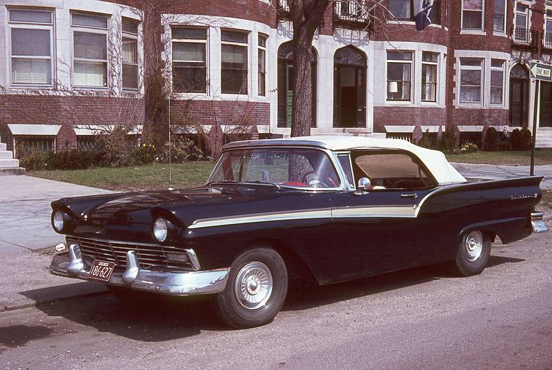 March 1963 - Cambridge, MA.<br />Bob Hershey's 1957 Ford convertible.