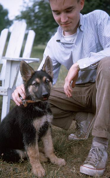 June 1964 - Near Poughkeepsie, NY.<br />Paul Donovan and his German shepherd puppy.