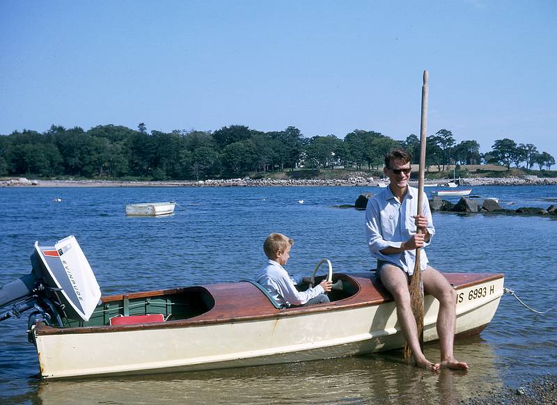 Aug 1964 - On Black Beach in Manchester by the Sea, MA.<br />Juris Zagarins sitting on Juris and Uldis' boat.