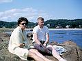 Aug 1964 - On Black Beach in Manchester by the Sea, MA.<br />Helga and her boyfriend Joe.