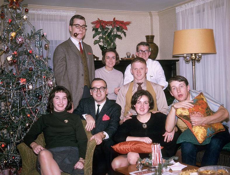 Dec 1964 - At Albert and Mirdza's in Manchester by the Sea, MA.<br />Friend, Juris, Egils, Baiba, Joe, Helga, Uldis, John (Uldis', Helga's, and Juris' cousin).