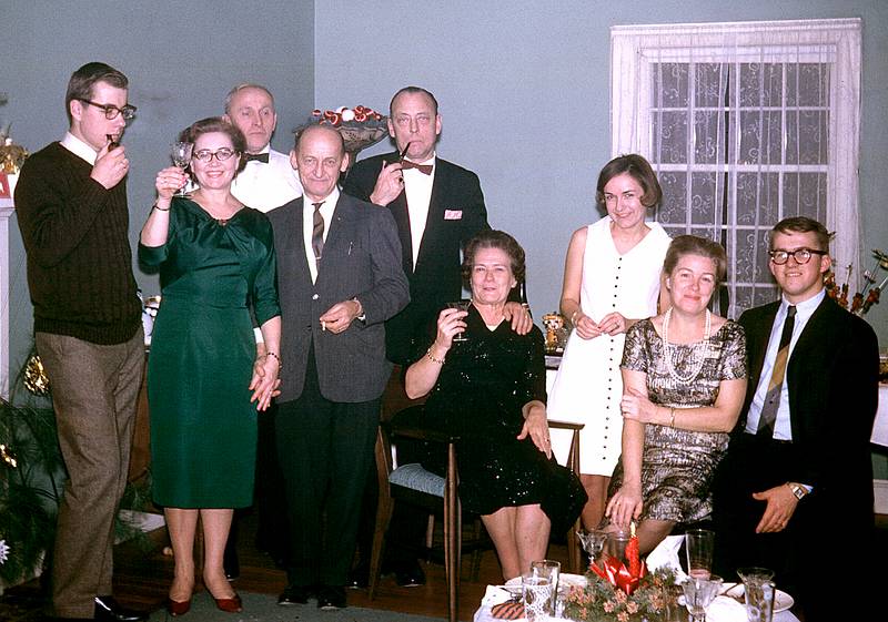Jan 1, 1965 - At parents in Boxford, MA.<br />Celebrating the New Year.<br />Juris, Velta, Alberts, father, Eriks, mother, Baiba, Mirdza, Uldis.