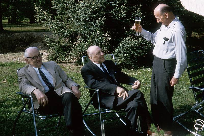 June 1965 - At parents' house in Boxford, MA.<br />Valters Vittnads, ?, and father in the back yard.