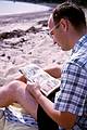 July 1965 - Manchester by the Sea, MA.<br />Egils reading the comics on Black Beach.