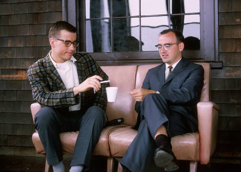 Aug 1965 - Atop Mt. Greylock, MA.<br />Juris and Egils.