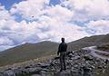 Aug 20, 1965 - Mt. Evans road, Colorado.<br />Frank flying a kite.