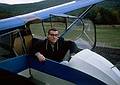 Oct 9, 1965 - Wurtsboro, NY.<br />Juris getting out of a Schweizer 2-22 glider after a training flight.