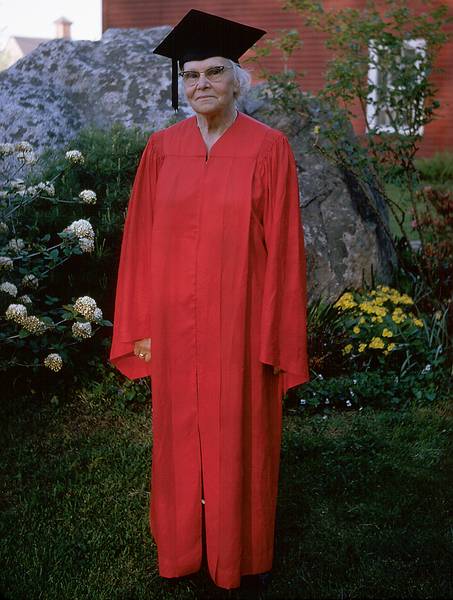 May 29, 1966 - At Alberts and Mirdza's in Manchester by the Sea, MA.<br />Uldis graduation (from Boston University) party.<br />Irmgarde Aprans' mother Milda in Uldis' graduation robes.