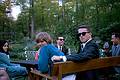 May 29, 1966 - At Alberts and Mirdza's in Manchester by the Sea, MA.<br />Uldis graduation (from Boston University) party.<br />Mara Rosite's sister (?), Edite, Juris, Uldis, Egils Malitis.