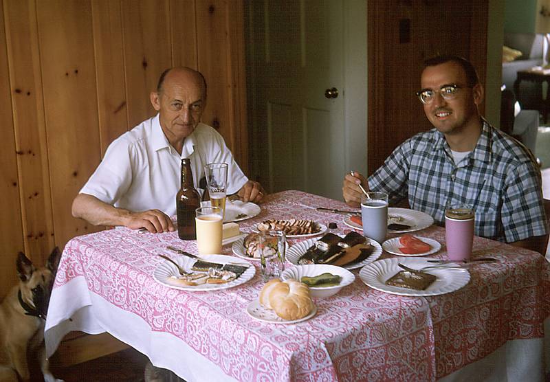 July 24, 1966 - At parents' home in Boxford, MA.<br />Father and Egils at the kitchen table.
