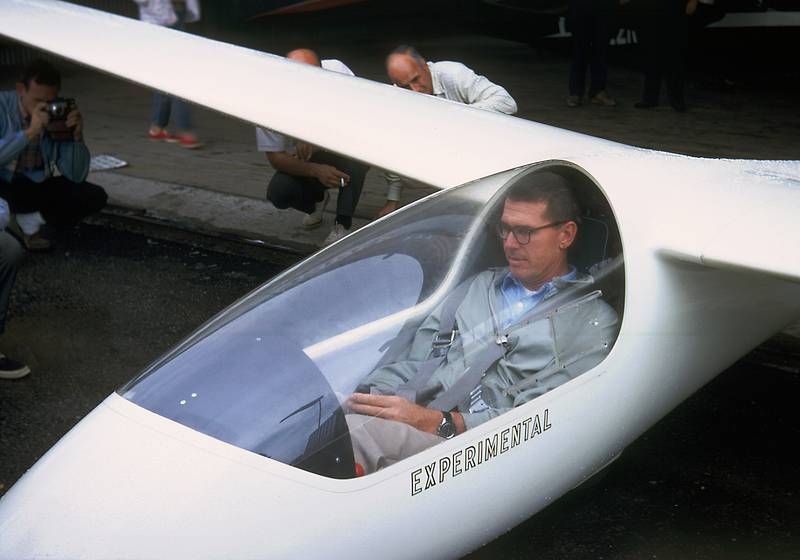 Sept 1966 - Elmira, NY.<br />High performance sailplane and pilot.