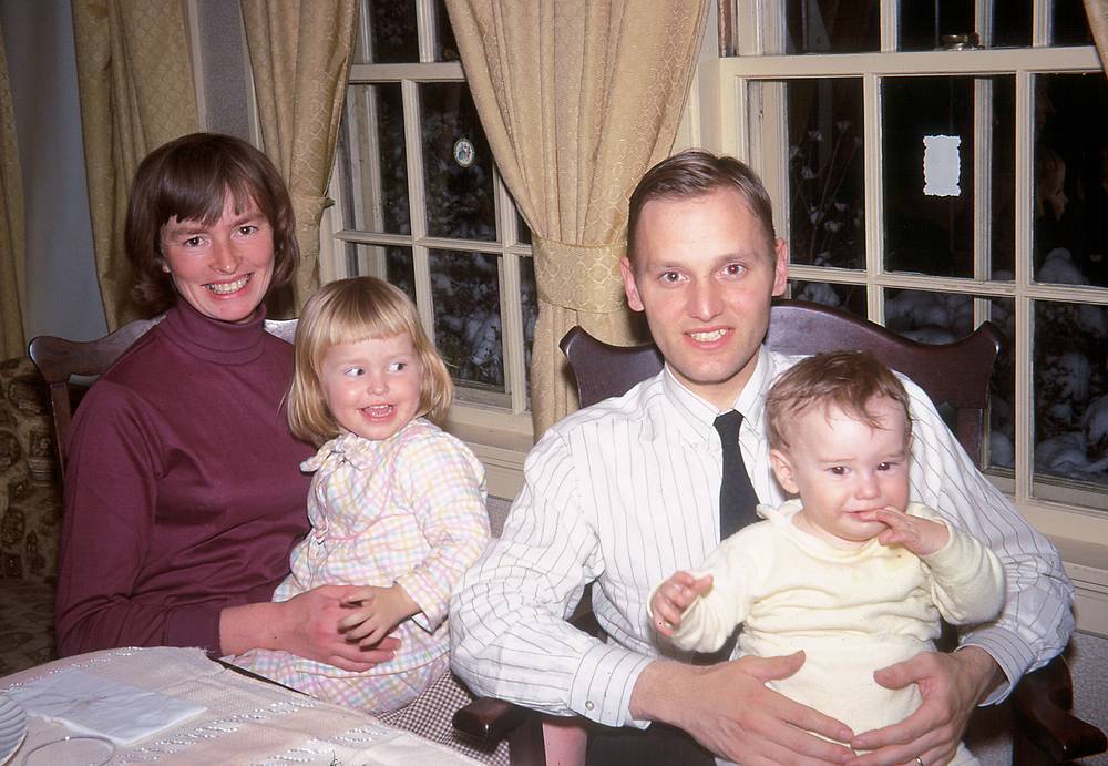 April 14, 1967 - At John and Marilyn's near New Haven, Connecticut.<br />Marilyn, Maureen, John, and John Jr.