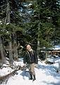 May 13, 1967 - Pinkham Notch, NH.<br />Egils near the bottom of Tucherman Ravine ski trail after skiing Hillman Highway.