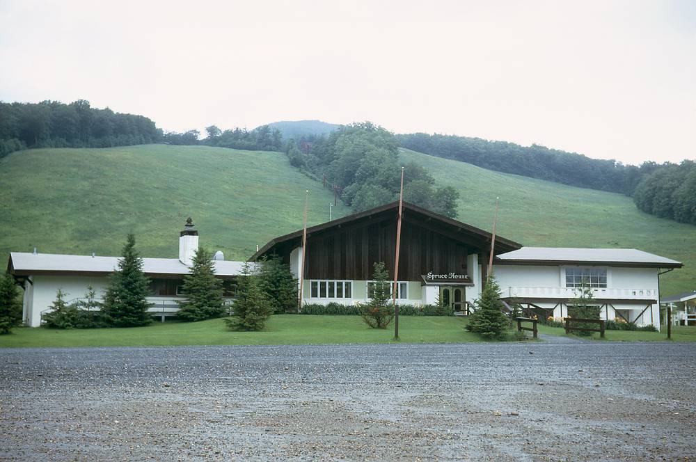 July 1967 - Hike up Mt. Mansfield, Vermont.<br />Spruce Peak ski area base lodge.
