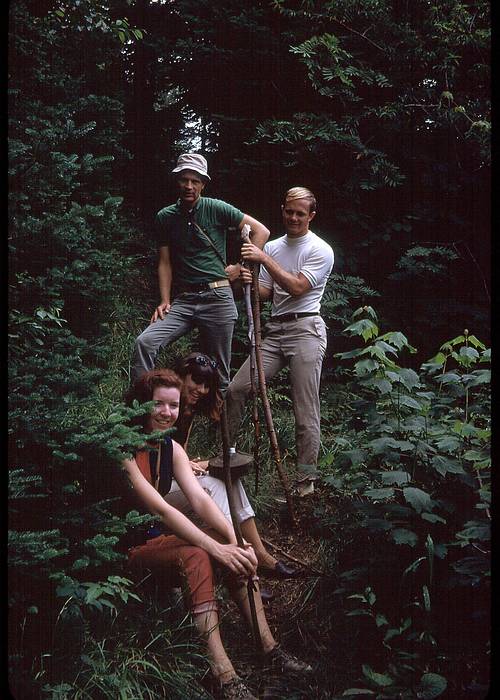 Aug 1967 - Hike up Stratton Mtn.(?), Vermont.<br />Barbara, Maryann, Rich and Larry.