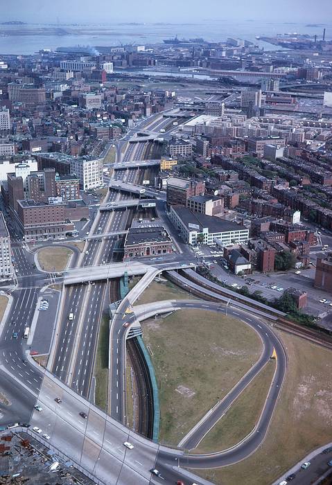 Sep 1967 - Boston, Massachusetts.<br />Mass. Turnpike extension looking east from atop the Prudential Center.