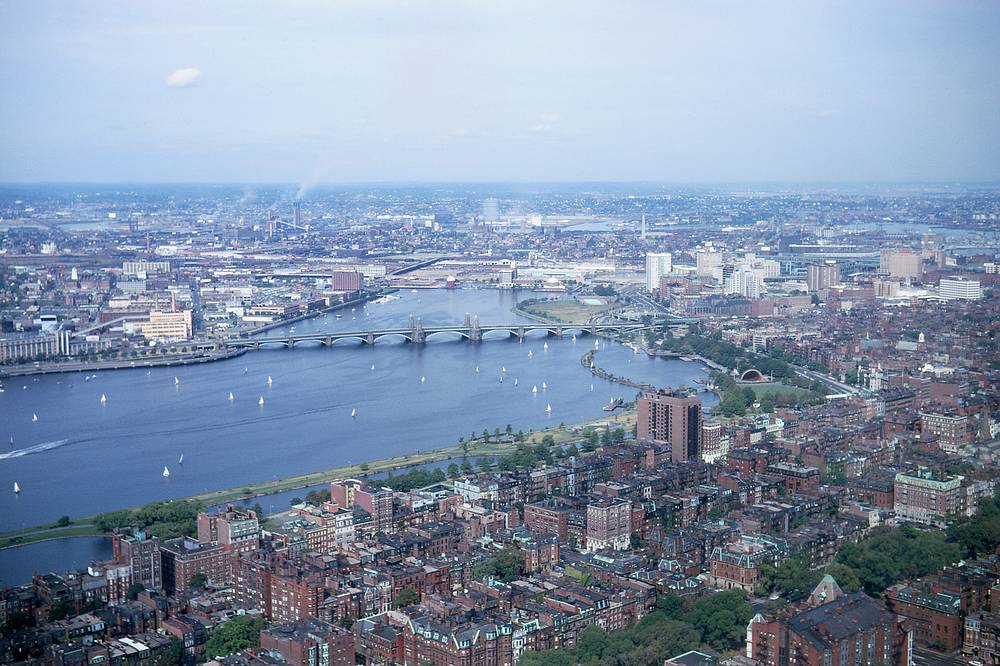 Sep 1967 - Boston, Massachusetts.<br />Back Bay and Longfellow Bridge from atop the Prudential Center.