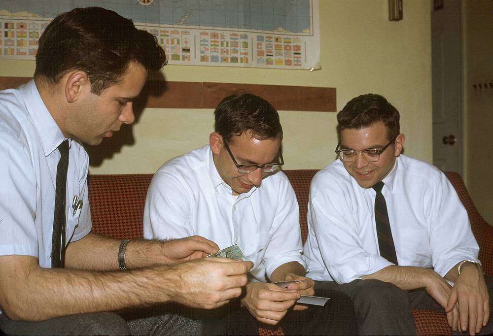 Dec 1967 - 10 Tindall Rd., Middleton, NJ.<br />Dan, Jack and Gerd planning our next expedition,<br />a skiing trip to Europe.