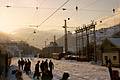 Feb 4, 1968 - Between Langen and Innsbruck, Austria.<br />Train station at sunset.