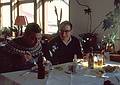 Feb 5, 1968 - Innsbruck, Austria.<br />Gerd and Jack enjoying lunch at the restaurant at Seegrube.
