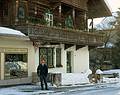 Feb 5, 1968 - Innsbruck, Austria.<br />Jack at Hungerburg above Innsbruck in front of a Tyrolean builing..
