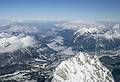 Feb 10, 1968 - Zugspitze (9700' - highest peak in Germany).<br />View north into Germany.