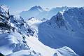 Feb 18, 1968 - St. Antom am Arlberg, Austria.<br />View from Vallugagrat cable car station at 8700'.