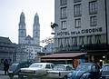 Feb 24, 1968 - Zurich, Switzerland.<br />Twin towers of the largest Romanesque church in Switzerland.