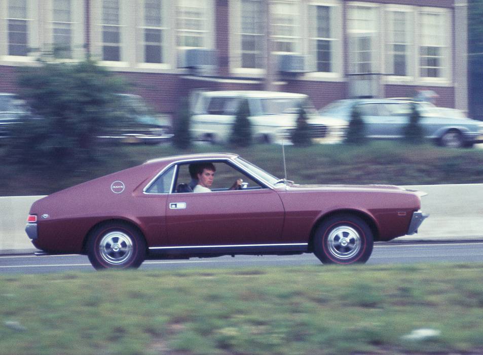 June 24, 1968 - R&S car parts store parking lot, Middletown, New Jersey.<br />A 1968 American Motors AMX on Rt. 35.