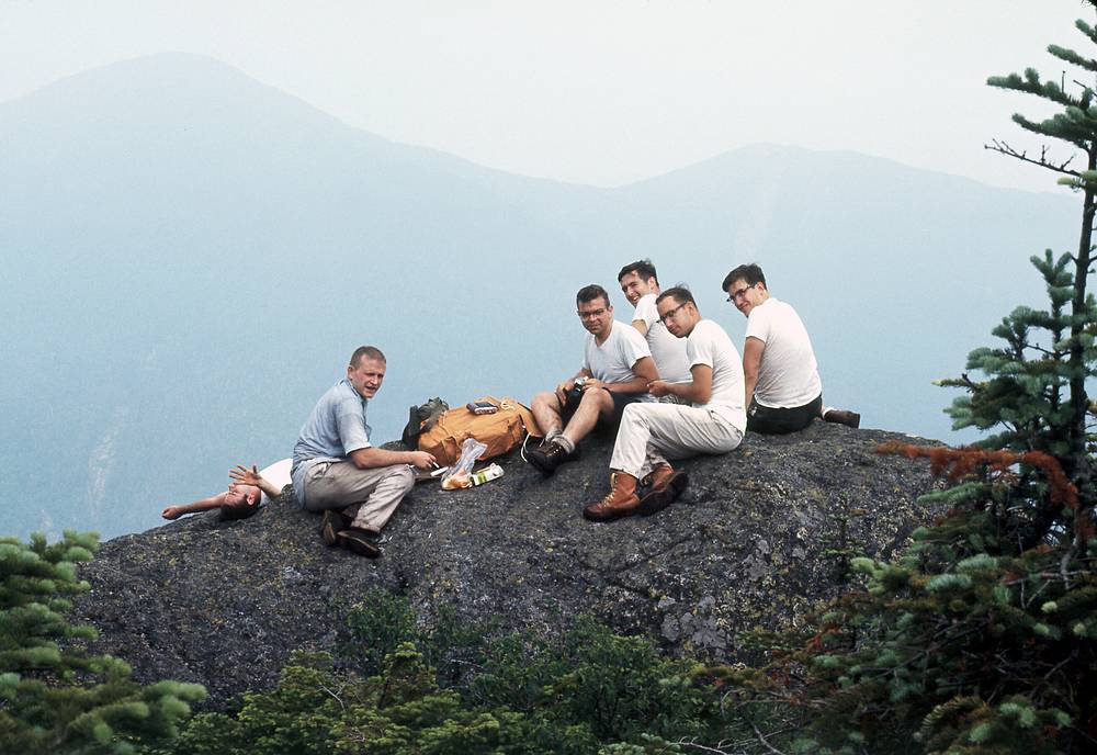 July 14, 1968 - Adirondacks, New York.<br />Dan, Larry, Gerd, Paul, Jack, and Dave atop Colden.