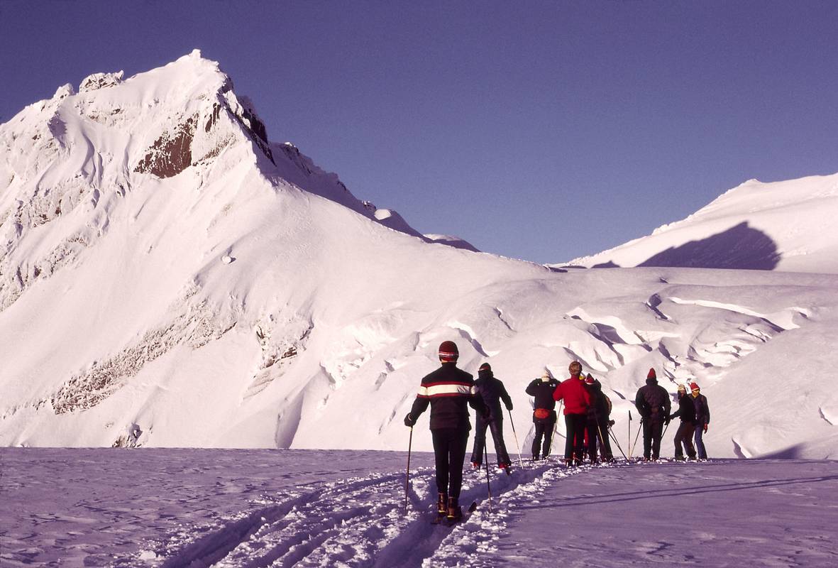 Jan 1, 1974 - Bugaboos, British Columbia, Canada.<br />Canadian Mountain Holiday helicopter skiing in the Bugaboos.