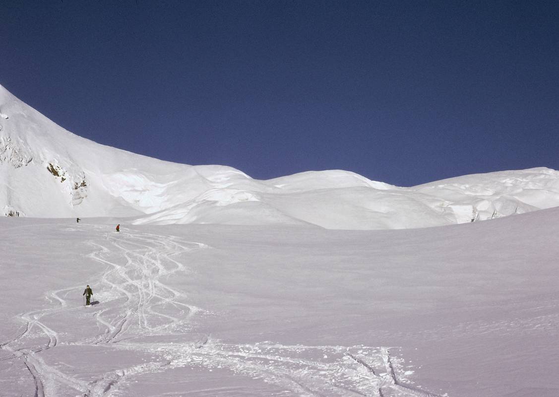 Jan 1, 1974 - Bugaboos, British Columbia, Canada.<br />Canadian Mountain Holiday helicopter skiing in the Bugaboos.