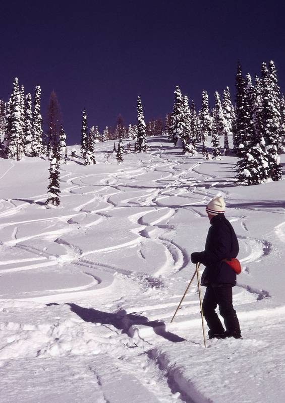 Jan 1, 1974 - Bugaboos, British Columbia, Canada.<br />Canadian Mountain Holiday helicopter skiing in the Bugaboos.