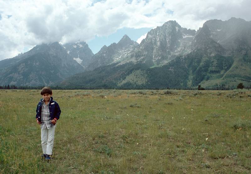 August 14, 1979 - Grand Teton National Park, Wyoming.<br />Julian and the Teton Range