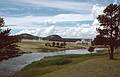 August 15, 1979 - Yellowstone National Park, Wyoming.<br />Midway Geyser Basin? Firehole River, Steam rising in the distance.