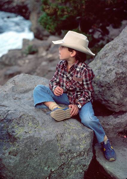 August 15, 1979 - Yellowstone National Park, Wyoming.<br />Julian at the Brink of the Upper Falls.