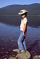 August 17, 1979 - Glacier National Park, Montana.<br />Julian in his cowboy hat at the shore of Lake McDonald.