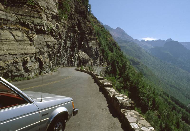 August 17, 1979 - Glacier National Park, Montana.<br />Going-to-the-Sun highway.