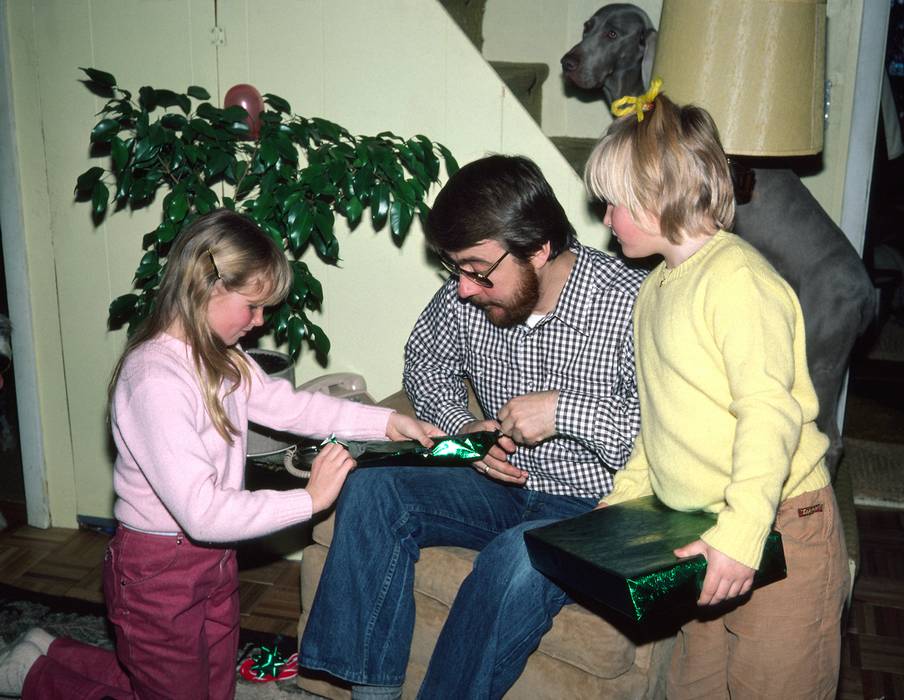 Feb. 21, 1981 - Gloucester, Massachusetts.<br />Juris' 38th birthday celebration.<br />Krista, Juris, and Laila.